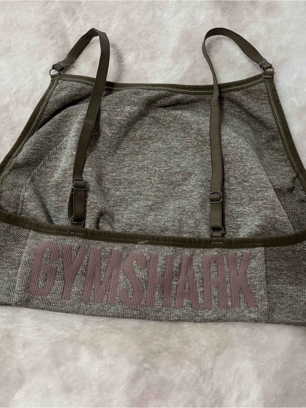 Gymshark Olive Green & Mauve Branded Sports Bra Size S/M